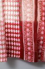 SootiSyahi 'Artistic Red Illusions' Handblock Printed Cotton Window Curtain