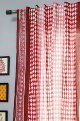 SootiSyahi 'Artistic Red Illusions' Handblock Printed Cotton Window Curtain