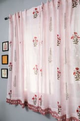 SootiSyahi 'Red Retreat' Handblock Printed Cotton Window Curtain