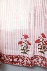 SootiSyahi 'Red Retreat' Handblock Printed Cotton Window Curtain