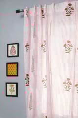 SootiSyahi 'Red Retreat' Handblock Printed Cotton Window Curtain
