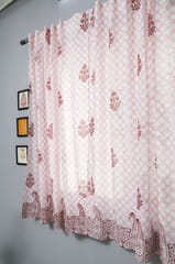 SootiSyahi 'Bunzs Red Bangles' Handblock Printed Cotton Window Curtain