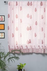 SootiSyahi 'Bunzs Red Bangles' Handblock Printed Cotton Window Curtain