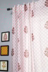 SootiSyahi 'Bunzs Red Bangles' Handblock Printed Cotton Window Curtain