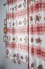 SootiSyahi 'Made on Earth' Handblock Printed Cotton Window Curtain