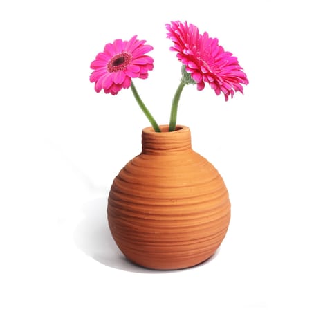 CRAFTLIPI - TERRACOTA GLO SMALL ORGANIC LINED STRAIGHT Flower Vase