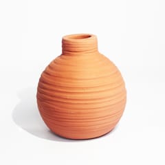 CRAFTLIPI - TERRACOTA GLO SMALL ORGANIC LINED STRAIGHT Flower Vase