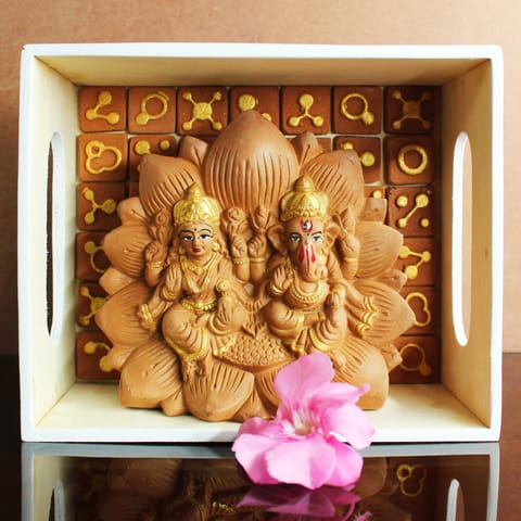 CRAFTLIPI-Laxmi & Ganapati (S) Lotus Idol