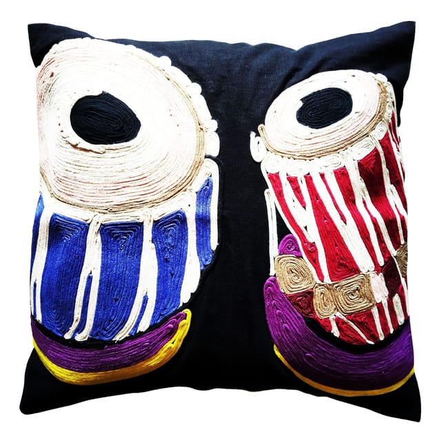Juhi Malhotra-Black Tabla Cushion Cover