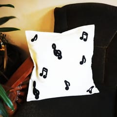 Juhi Malhotra-Black Music Note Cushion Cover