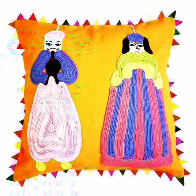 Juhi Malhotra-Orange Kathputli Cushion Cover