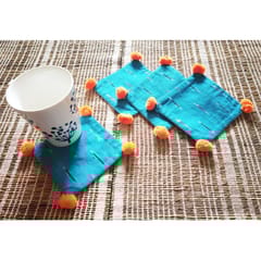 Juhi Malhotra-Turquoise Ikat Coaster Set
