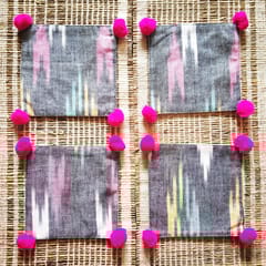 Juhi Malhotra-Grey Ikat Coaster Set