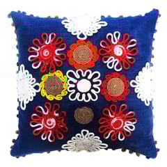 Juhi Malhotra-Denim Flower Cushion Cover