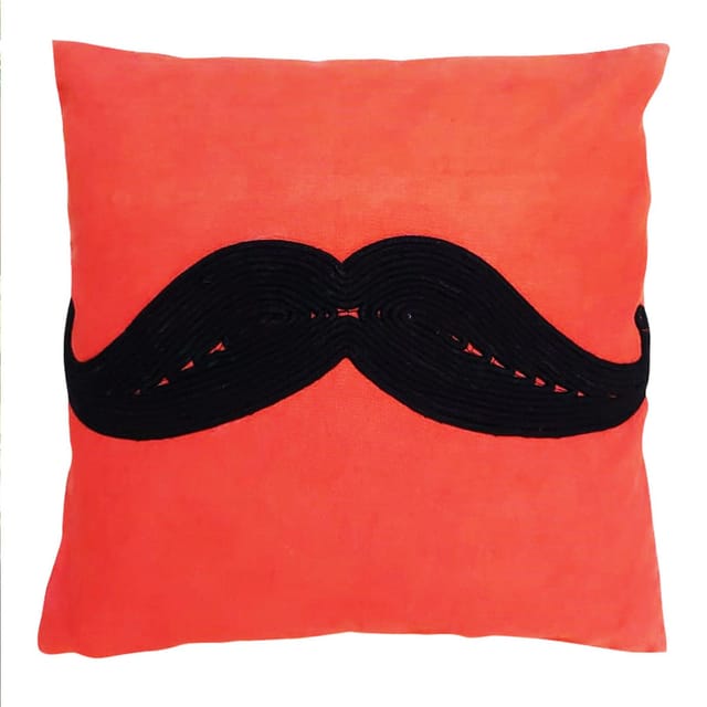 Juhi Malhotra-Red Moustache Cushion Cover