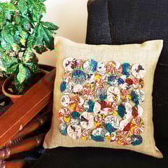 Juhi Malhotra-Kalamkari Flower Cushion Cover