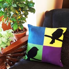Juhi Malhotra-Black Bird Cushion Cover