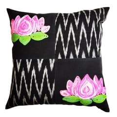 Juhi Malhotra-Black Lotus Cushion Cover