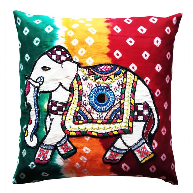 Juhi Malhotra-Bandhej Elephant Cushion Cover