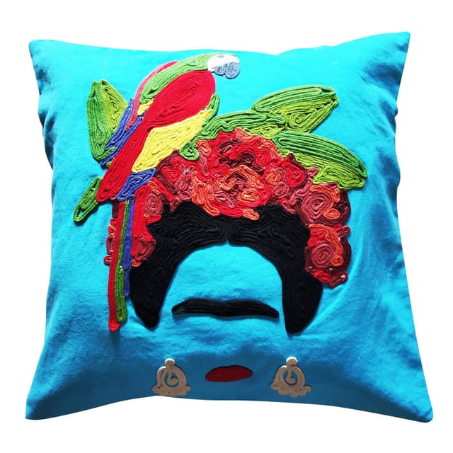 Juhi Malhotra-Blue Frida Cushion Cover