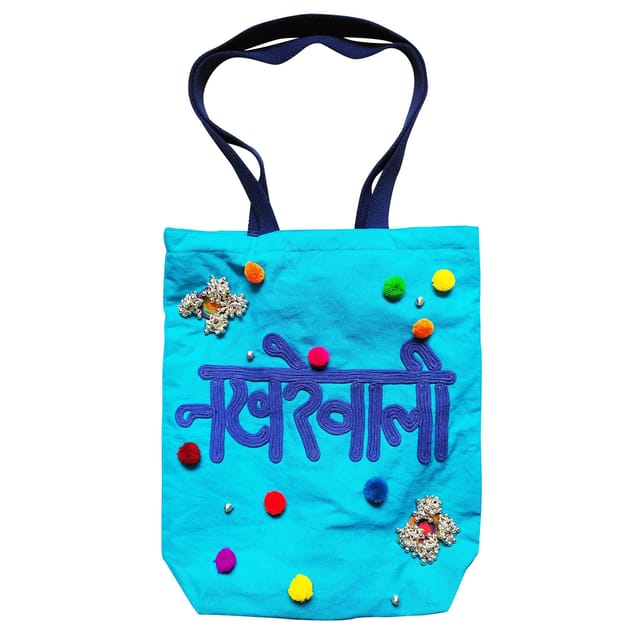 Juhi Malhotra-Nakhrewali On Turquoise Tote Bag