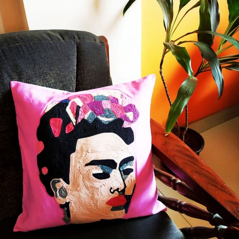 Juhi Malhotra-Pink Frida Cushion Cover