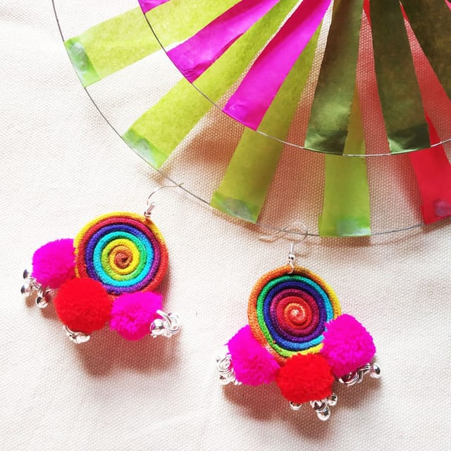 Juhi Malhotra-Multicolor Pompom Earrings