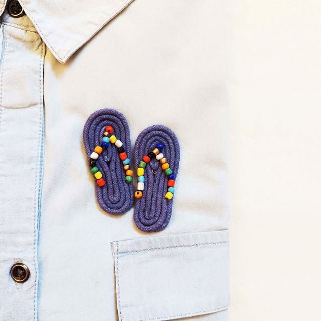 Juhi Malhotra-Blue Flip Flop Brooch