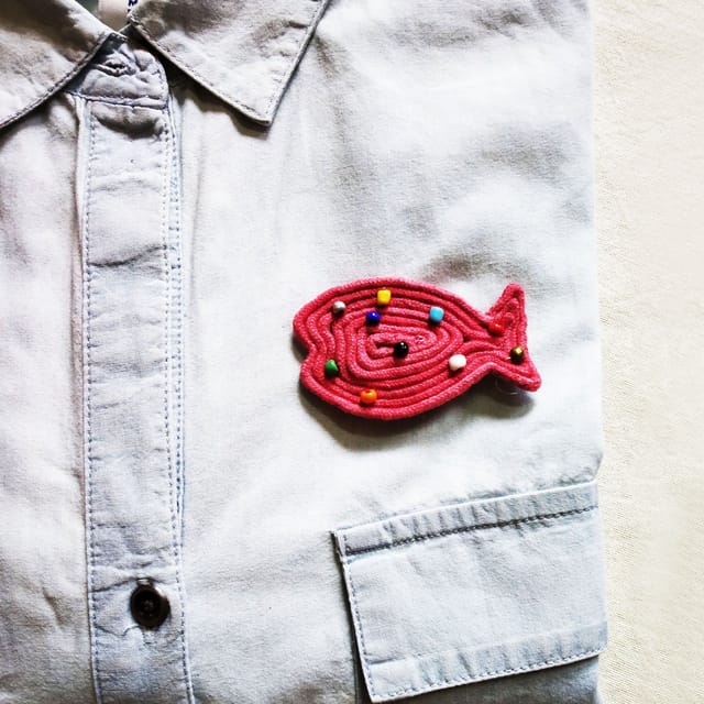 Juhi Malhotra-Red Beaded Fish Brooch