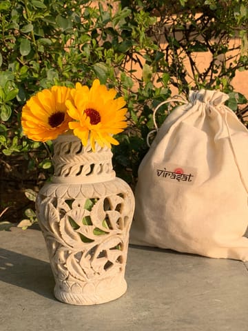 Project Virasat - Soapstone Flower Vase 6"