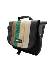 Jaggery Bags-Heryana Satchel in Green Ex-Cargo Belts and Rescued Car Seat Belts [10" Cafe Bag]