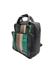 Jaggery Bags-Heryana Mini Co-founder's Satchel in Green Ex-Cargo Belts & Rescued Car Seat Belts [10" Cafe Bag]