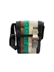 Jaggery Bags-Heryana Freelancer's Satchel in Green Ex-Cargo Belts & Rescued Car Seat Belts [11" Cafe Bag]