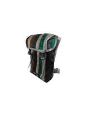 Jaggery Bags-Heryana Fausto Backpack in Green Ex-Cargo Belts and Rescued Car Seat Belts [15"laptop bag]