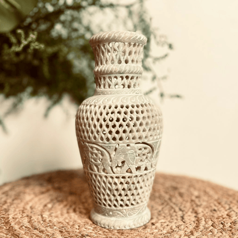 Project Virasat - Soapstone Flower Vase 9'