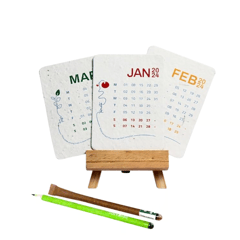 bioQ Plantable Calendar - Pro | Recycled Folding Paper | Plantable Seed pencil | Plantable Paper Pen