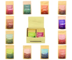 Dolshyne - Assorted Pine Wood Gift Box of 12 Herbal & Exotic Teas