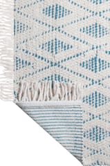 IMPERIAL KNOTS IVORY AND BLUE KILIM HAND WOVEN DHURRIE 4X6 Feet