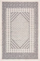IMPERIAL KNOTS IVORY AND CHARCOAL KILIM HAND WOVEN DHURRIE 4X6 Feet