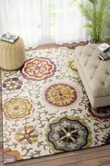 IMPERIAL KNOTS MULTICOLOR SUZANI HAND TUFTED CARPET 5X8 FEET
