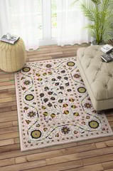 IMPERIAL KNOTS IVORY SUZANI HAND TUFTED CARPET 5X8 FEET