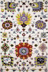 IMPERIAL KNOTS MULTICOLOR SUZANI HAND TUFTED CARPET 5X8 FEET