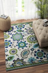 IMPERIAL KNOTS GREEN SUZANI HAND TUFTED CARPET 5X8 FEET
