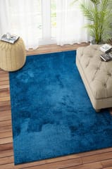 IMPERIAL KNOTS NAVY BLUE SHAGGY HAND MADE CARPET 5X8 FEET