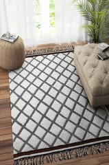 IMPERIAL KNOTS BEIGE MOROCCAN HAND KNOTTED CARPET 5.2X8 FEET