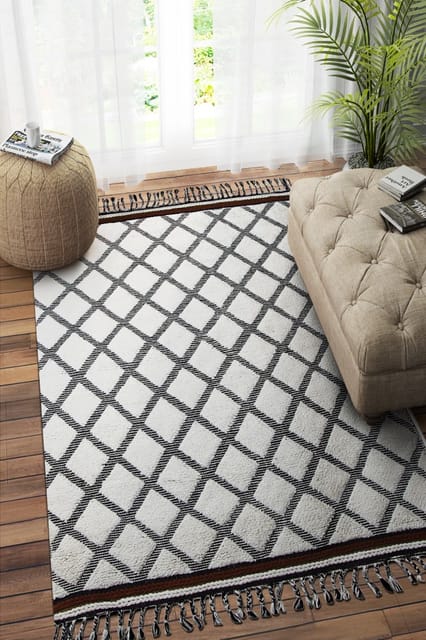 IMPERIAL KNOTS BEIGE MOROCCAN HAND KNOTTED CARPET 5.2X8 FEET