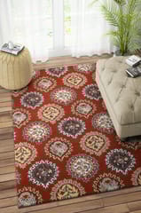 IMPERIAL KNOTS MAROON FLORAL HAND TUFTED CARPET 6X9 FEET