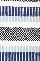 IMPERIAL KNOTS IVORY AND BLUE STRIPES HAND TUFTED CARPET 5X8 FEET