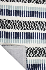 IMPERIAL KNOTS IVORY AND BLUE STRIPES HAND TUFTED CARPET 5X8 FEET
