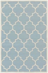 IMPERIAL KNOTS BLUE IVORY MOROCCAN MODERN HAND TUFTED CARPET 5X8 FEET